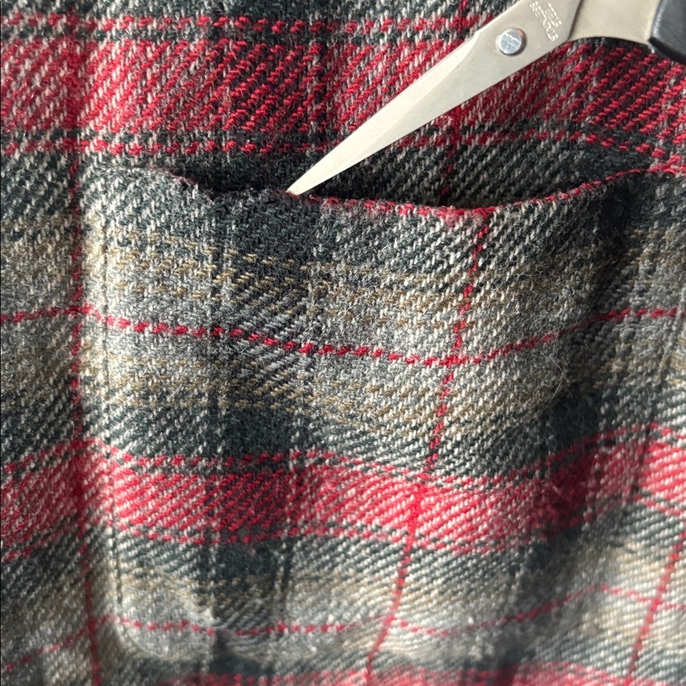 VINTAGE 60s Puritan Washable Wool Plaid Flannel Shirt M Red Gray Rockabilly - Picture 6 of 8